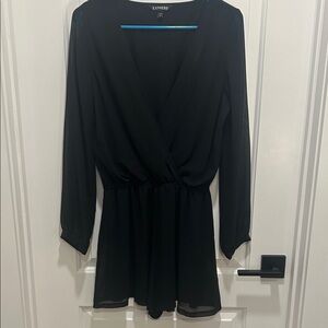 Express Elegant Black V-Neck Romper